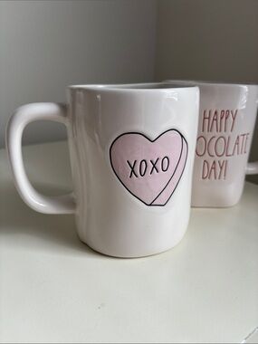 2 Valentine Sweet Heart Love Chocolate Coffee Mugs by Rae Dunn Artisan